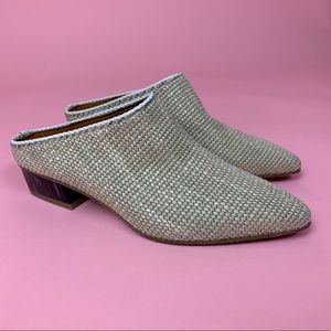 NEW Aquatalia Fife Woven Leather Mule Canvas Slide
